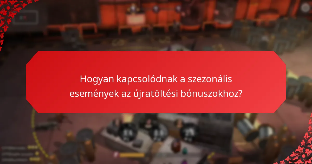Hogyan kapcsolódnak a szezonális események az újratöltési bónuszokhoz?