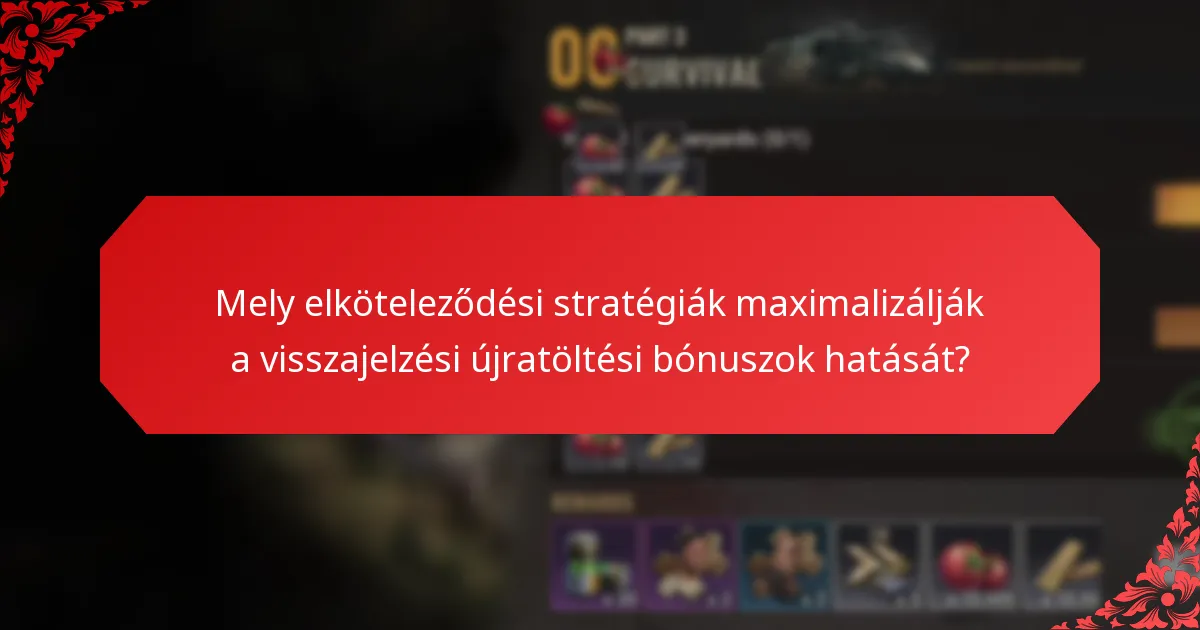 Mely elköteleződési stratégiák maximalizálják a visszajelzési újratöltési bónuszok hatását?
